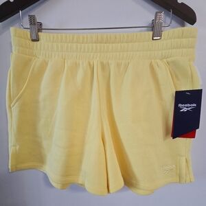 REEBOK Lemon Yellow Shorts Sport Athletic Active Cotton Size M